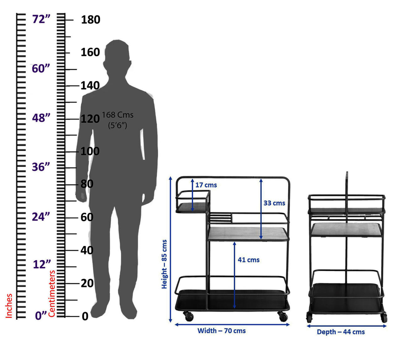 Nora Multipurpose Bar Trolley - Red, White and Black - Image 7